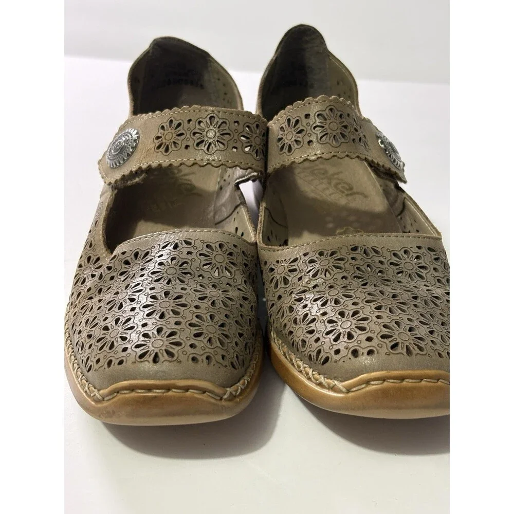 Rieker Antistress Womens Mirjam Leather Mary Jane Heels Sz 38 US 7.5 Comfort